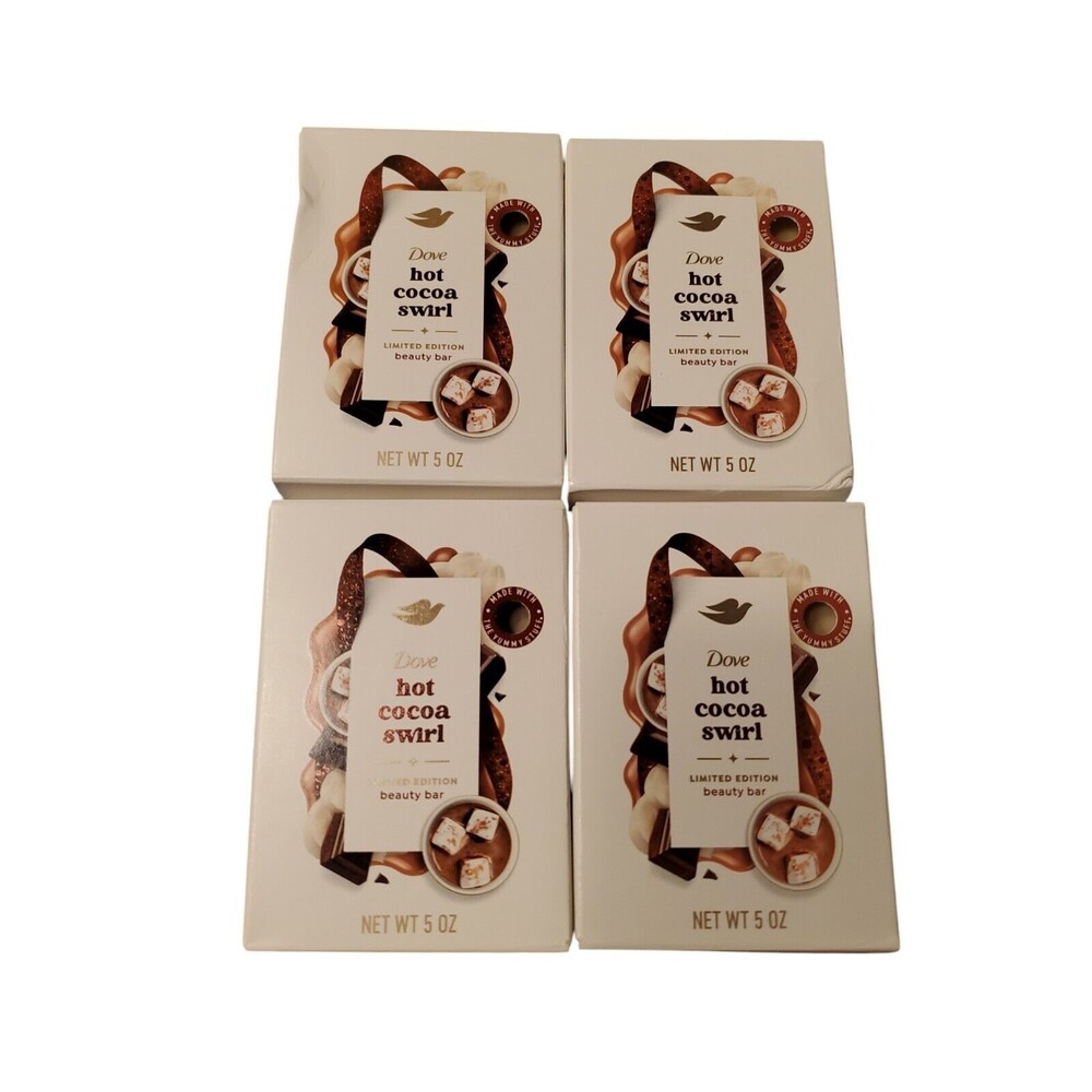 (4) Dove Limited Edition Holiday Treats Bar Soap HOT COCOA SWIRL Scent 5oz